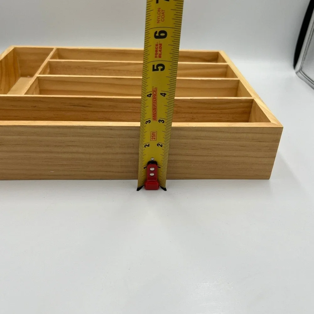 Wooden Silverware Organizer Unisex OS Natural Very Good 5-Compartment